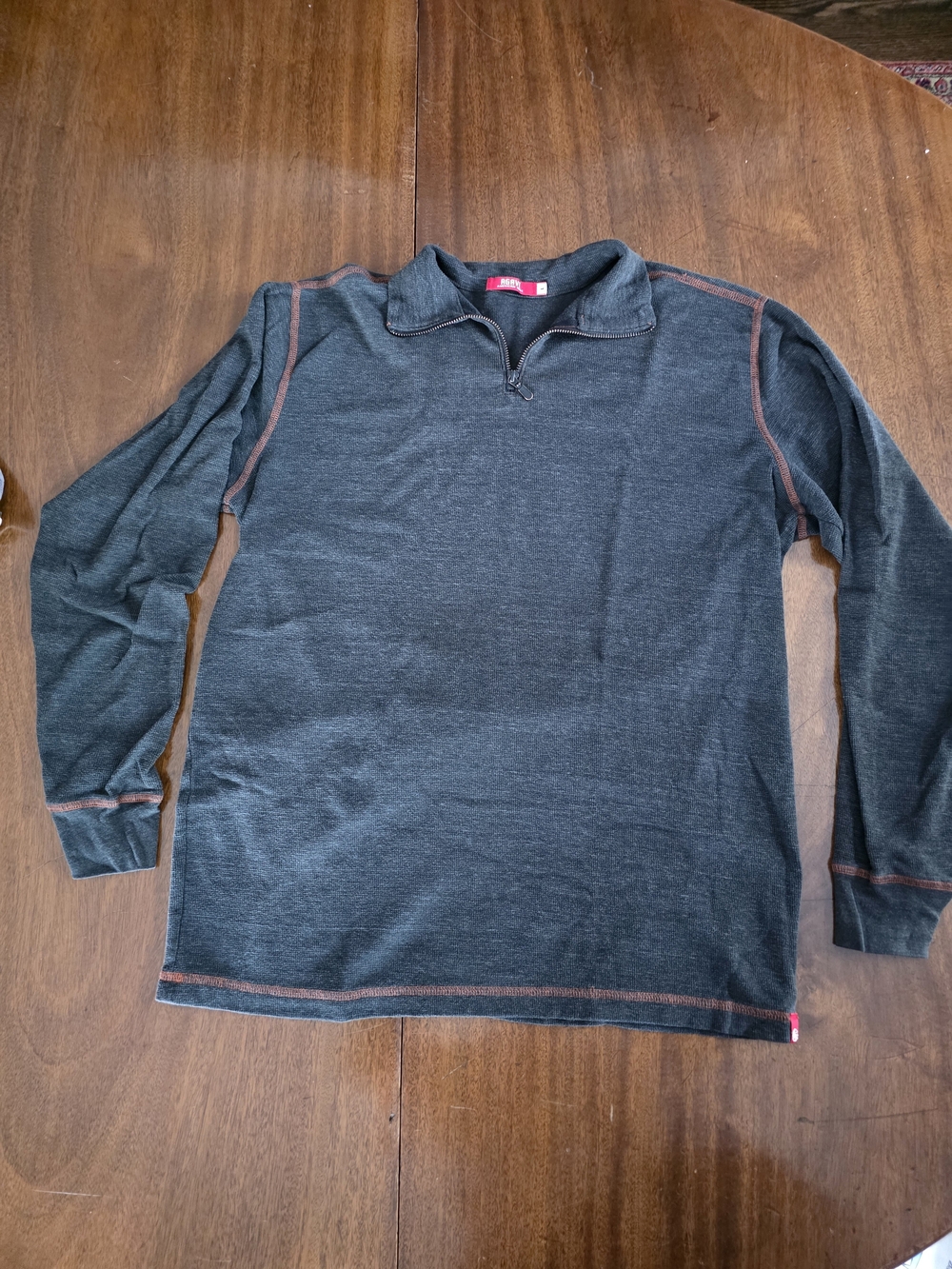 Agave Charcoal Long-Sleeve Quarter-Zip Pullover with Rust Trim